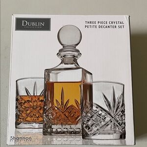 Shannon Dublin Crystal Decanter Set - Clear and Amber
